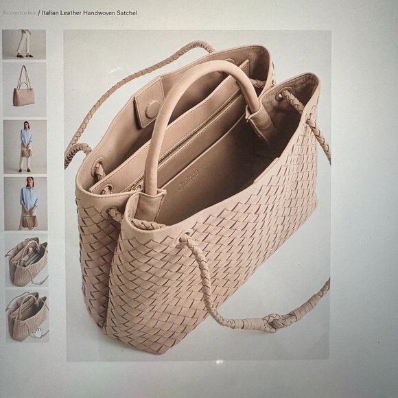 Quince Italian Leather Handwoven Satchel with dustbag NWOT. NEVER USED - Picture 3 of 6